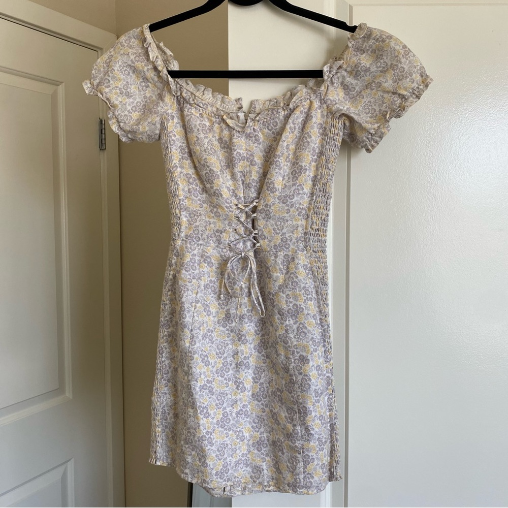 Reformation Miami Linen Floral Tie Mini Dress in Roxanne 2